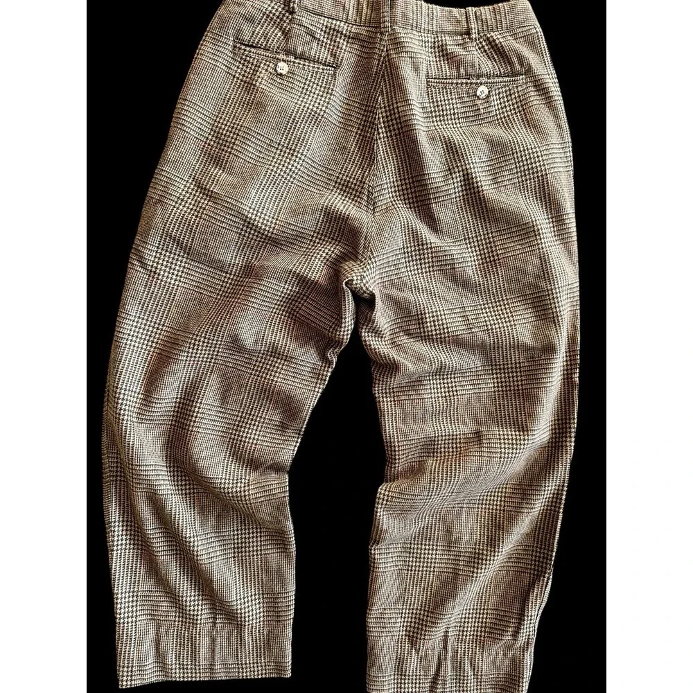 Vintage GANT‎ Wool Blend Dress Pants Men 30x24 Brown Plaid Pleated Trousers